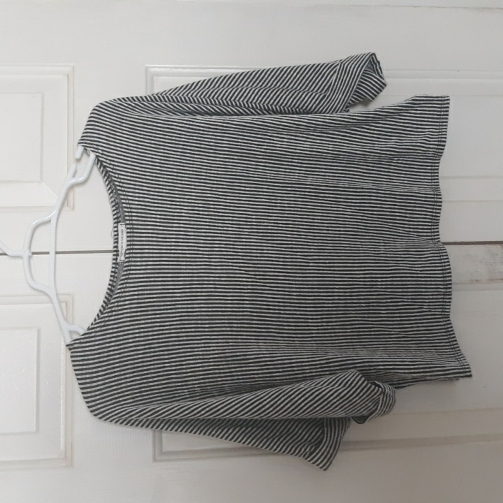 Caution to the wind crop top rayon blend soft stripe medium